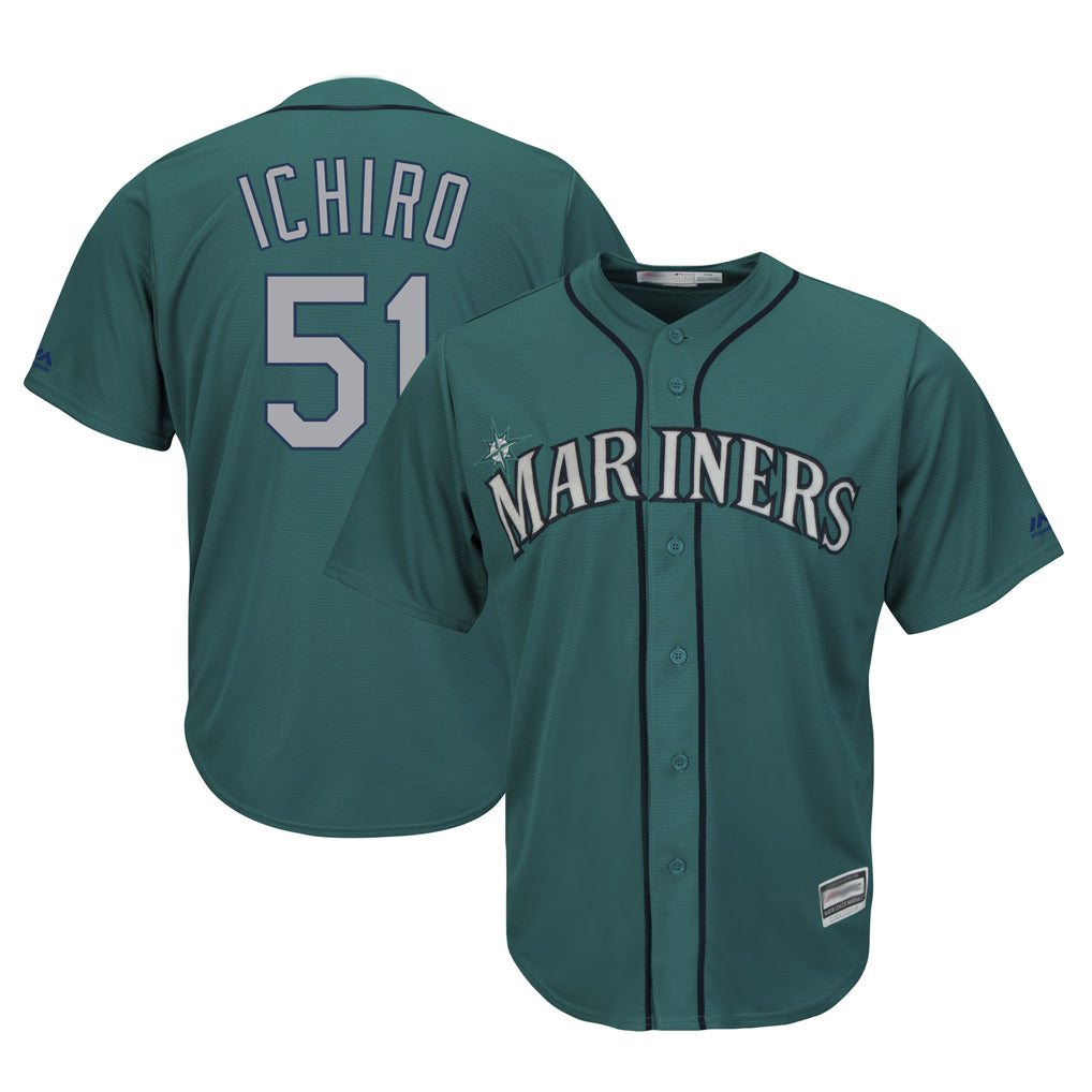 Silnrao S.Mariners #51 Ichiro Suzuki Player Aqua Majestic Cool Base Limited Stitched Jerseys