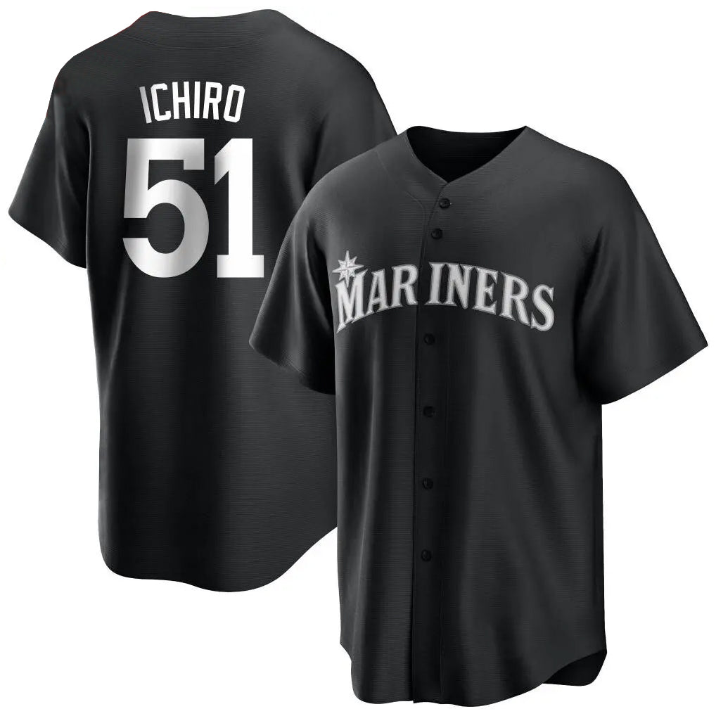 Silnrao S.Mariners #51 Ichiro Suzuki Player Black Home Limited Stitched Jerseys