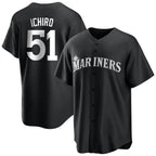 Silnrao S.Mariners #51 Ichiro Suzuki Player Black Home Limited Stitched Jerseys
