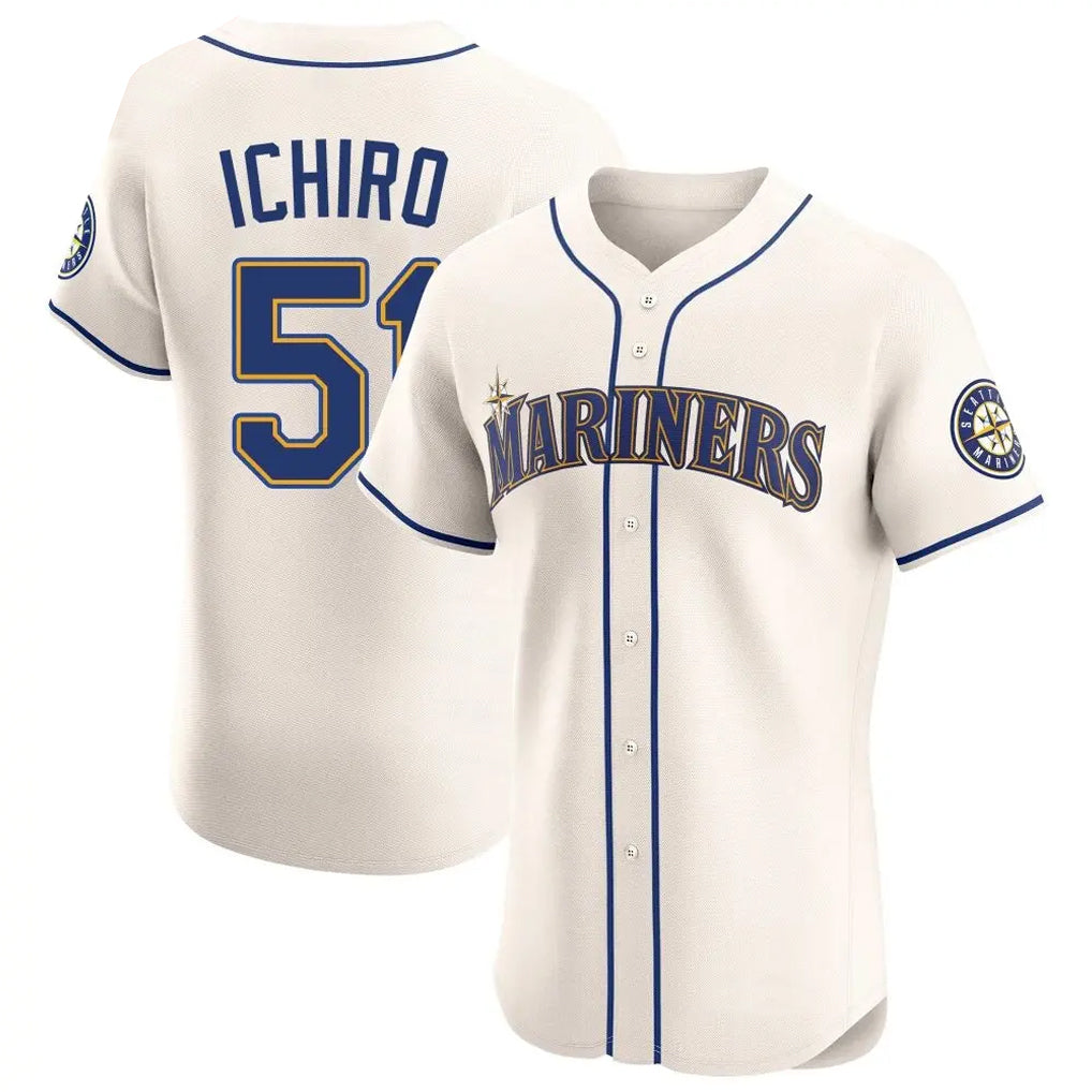 Silnrao S.Mariners #51 Ichiro Suzuki Player Cream Home Limited Elite Stitched Jerseys