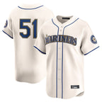 Silnrao S.Mariners #51 Ichiro Suzuki Player Cream Home Limited Stitched Jerseys