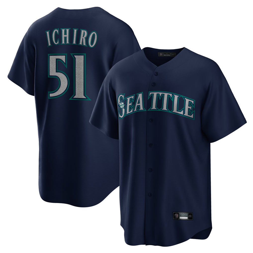 Silnrao S.Mariners #51 Ichiro Suzuki Player Navy Home Game Stitched Jerseys
