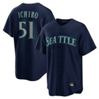 Silnrao S.Mariners #51 Ichiro Suzuki Player Navy Home Game Stitched Jerseys
