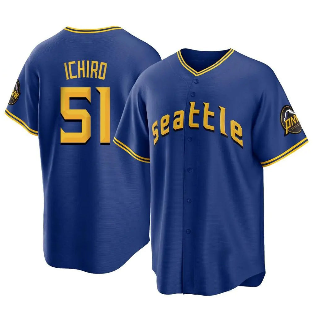 Silnrao S.Mariners #51 Ichiro Suzuki Player Royal City Connect Home Game Stitched Jerseys