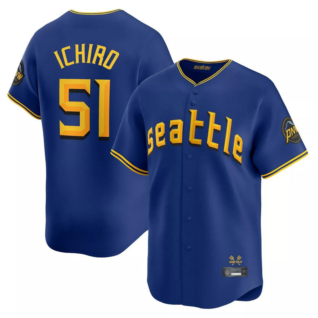 Silnrao S.Mariners #51 Ichiro Suzuki Player Royal City Connect Home Limited Stitched Jerseys