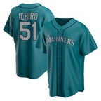 Silnrao S.Mariners #51 Ichiro Suzuki Player Teal Home Game Stitched Jerseys