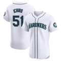 Silnrao S.Mariners #51 Ichiro Suzuki Player White Home Limited Elite Stitched Jerseys