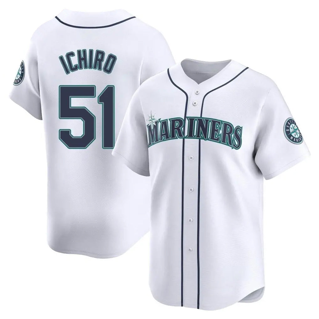 Silnrao S.Mariners #51 Ichiro Suzuki Player White Home Limited Stitched Jerseys