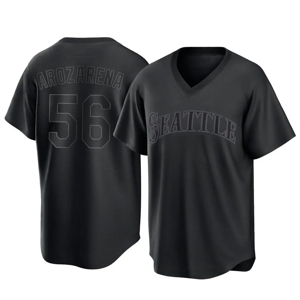 Silnrao S.Mariners #56 Randy Arozarena Player Black Replica Fashion T-shirt Stitched Jerseys