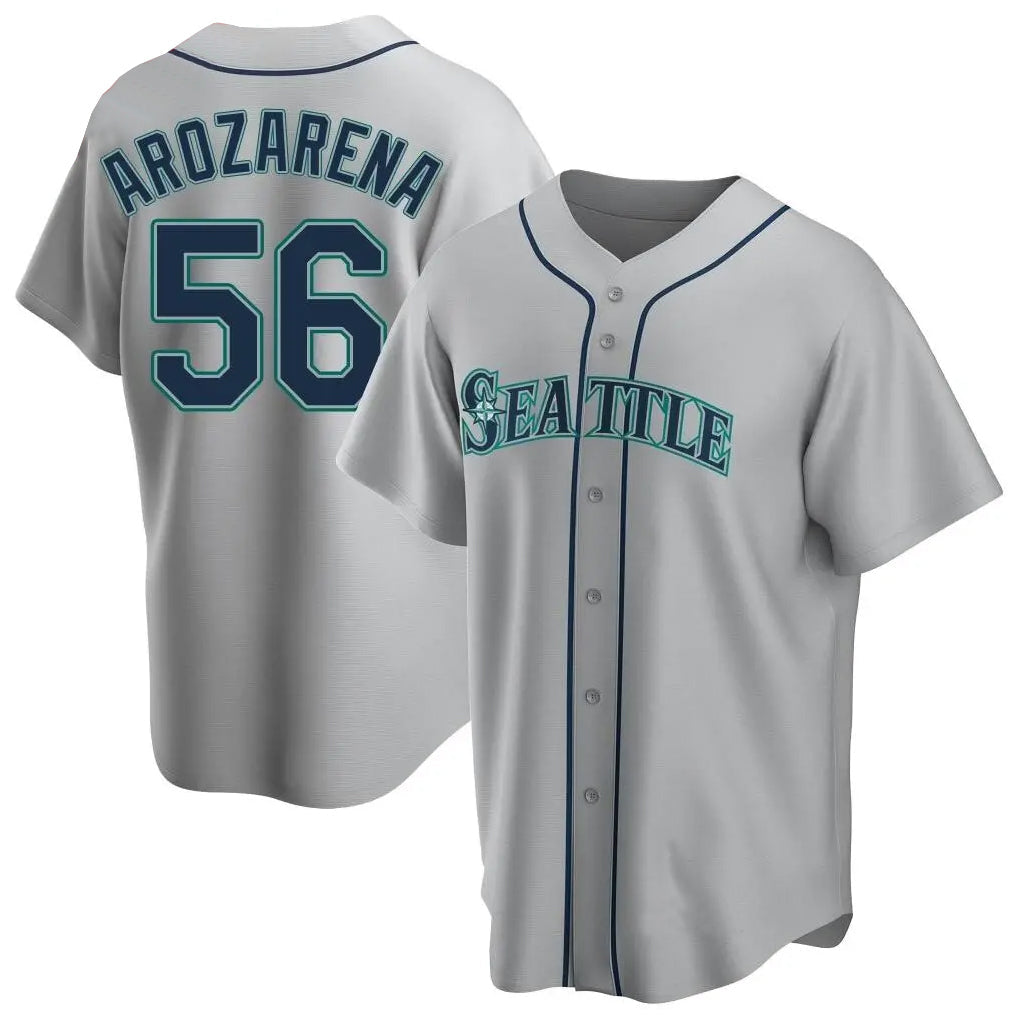 Silnrao S.Mariners #56 Randy Arozarena Player Gray Home Game Stitched Jerseys
