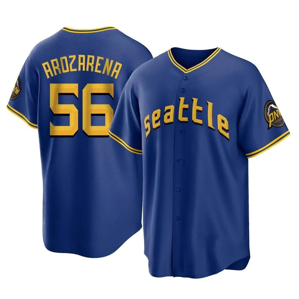 Silnrao S.Mariners #56 Randy Arozarena Player Royal Home Game Stitched Jerseys