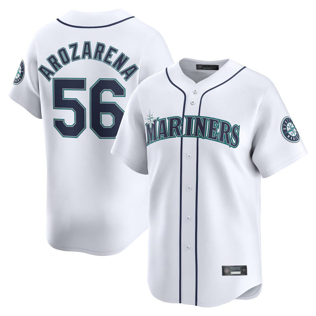 Silnrao S.Mariners #56 Randy Arozarena Player White Home Limited Stitched Jerseys