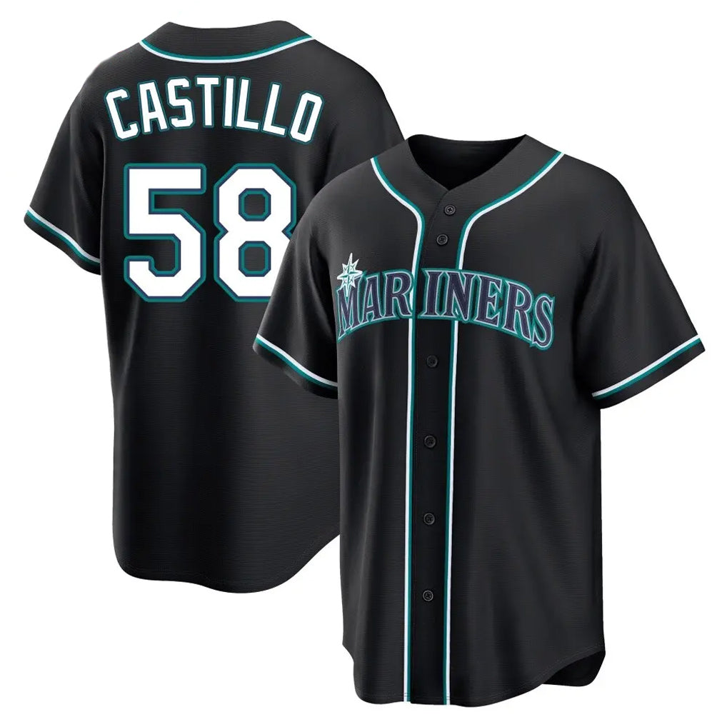 Silnrao S.Mariners #58 Luis Castillo Player Black Fashion Home Limited Stitched Jerseys