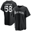 Silnrao S.Mariners #58 Luis Castillo Player Black Home Limited Stitched Jerseys