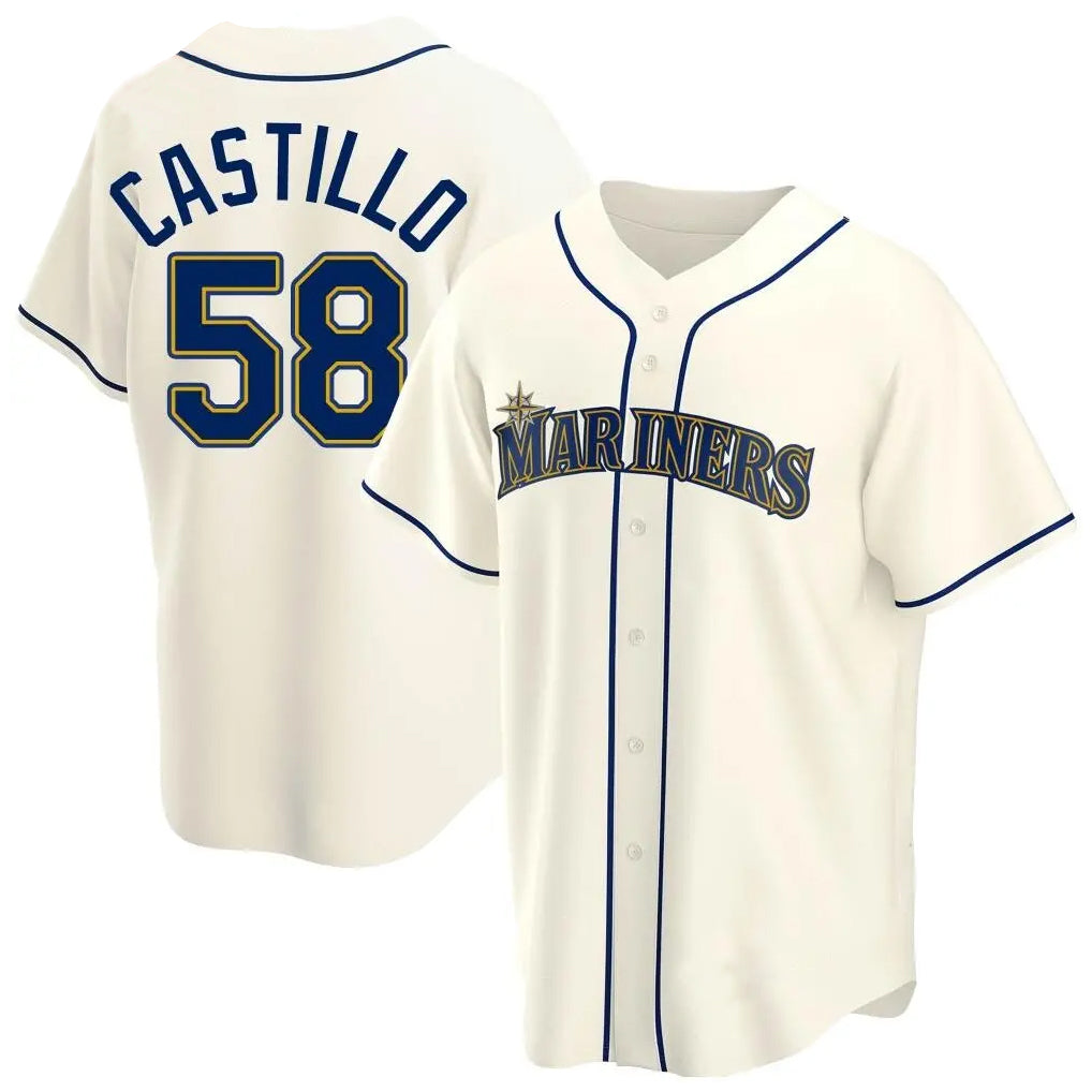 Silnrao S.Mariners #58 Luis Castillo Player Cream Home Game Stitched Jerseys