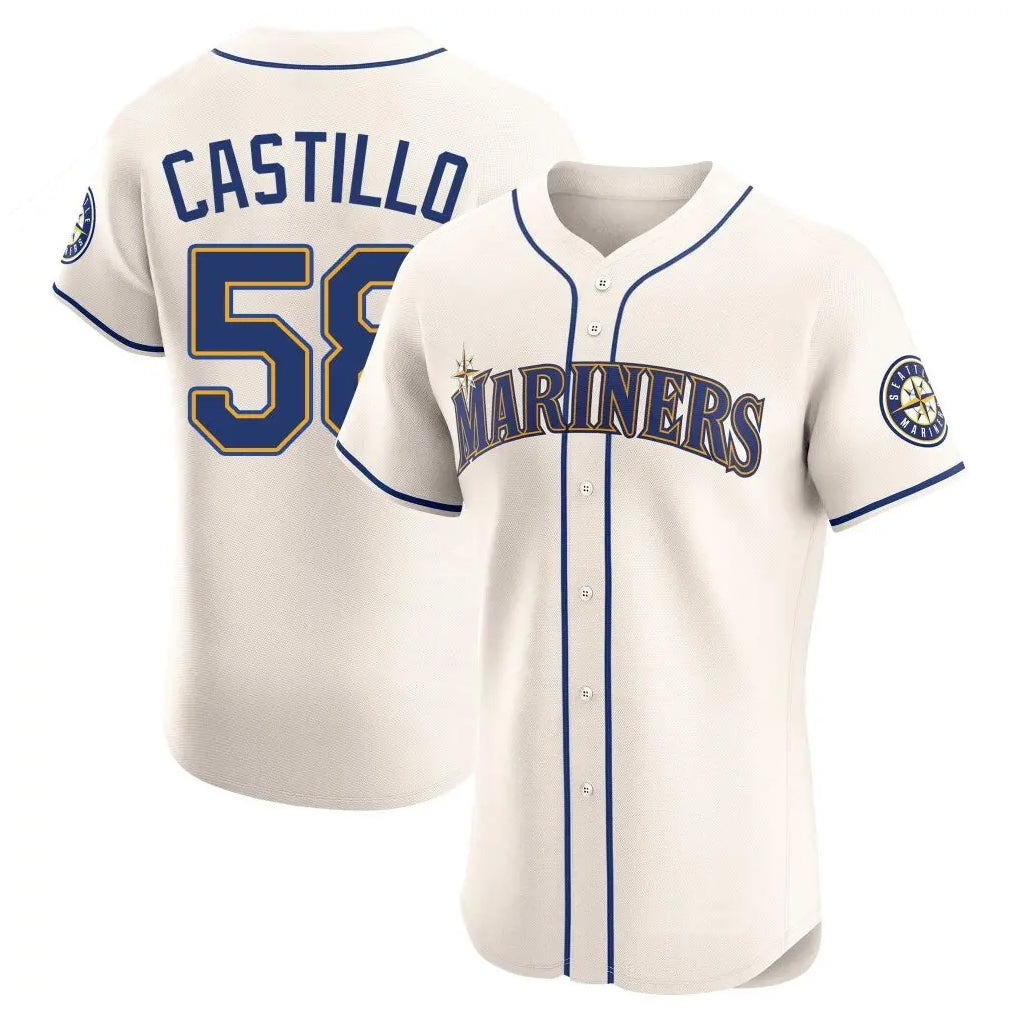 Silnrao S.Mariners #58 Luis Castillo Player Cream Home Limited Elite Stitched Jerseys