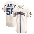 Silnrao S.Mariners #58 Luis Castillo Player Cream Home Limited Elite Stitched Jerseys