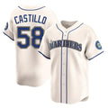 Silnrao S.Mariners #58 Luis Castillo Player Cream Home Limited Stitched Jerseys
