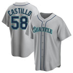Silnrao S.Mariners #58 Luis Castillo Player Gray Home Game Stitched Jerseys