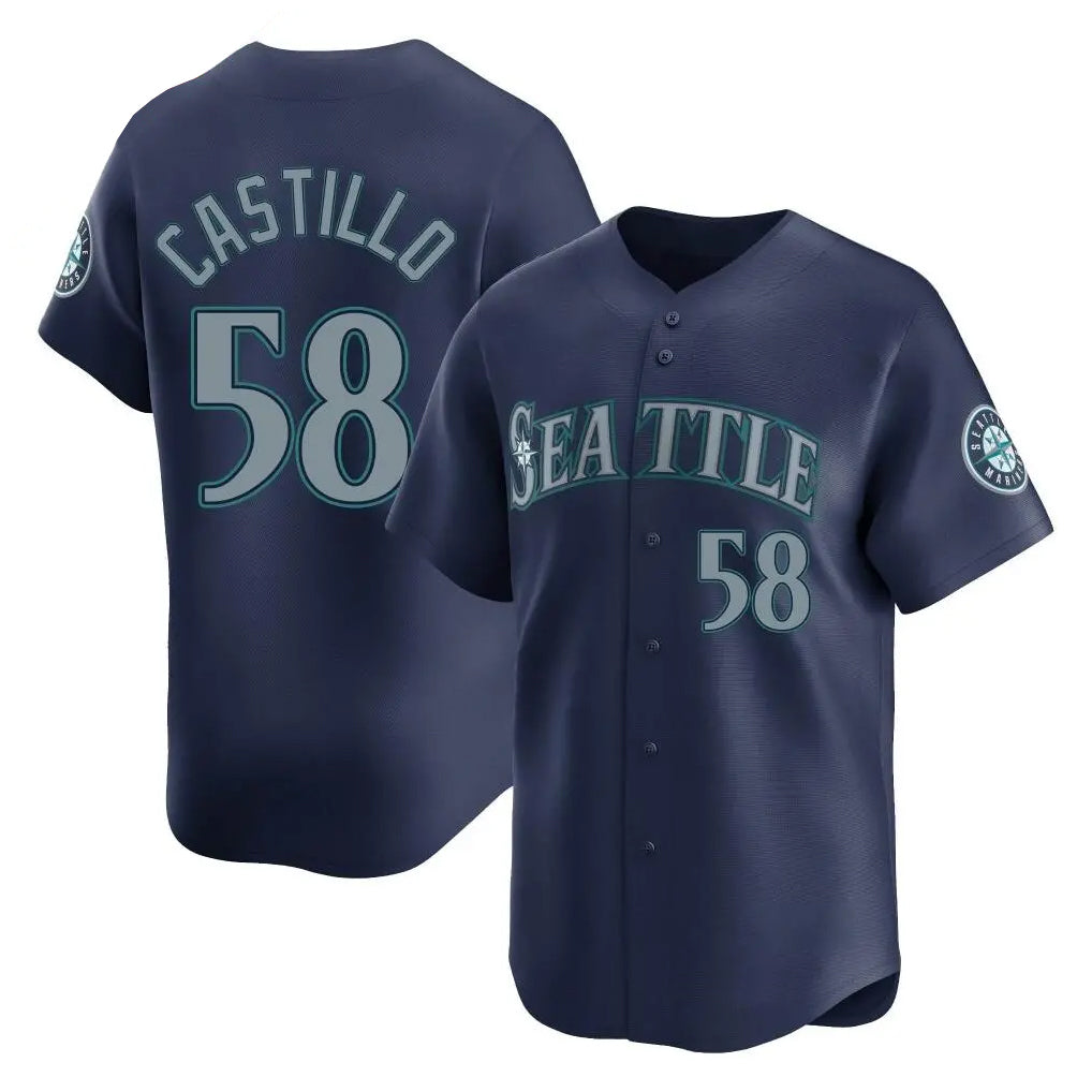 Silnrao S.Mariners #58 Luis Castillo Player Navy Home Limited Stitched Jerseys
