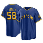Silnrao S.Mariners #58 Luis Castillo Player Royal City Connect Home Game Stitched Jerseys