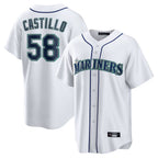 Silnrao S.Mariners #58 Luis Castillo Player White Home Game Stitched Jerseys