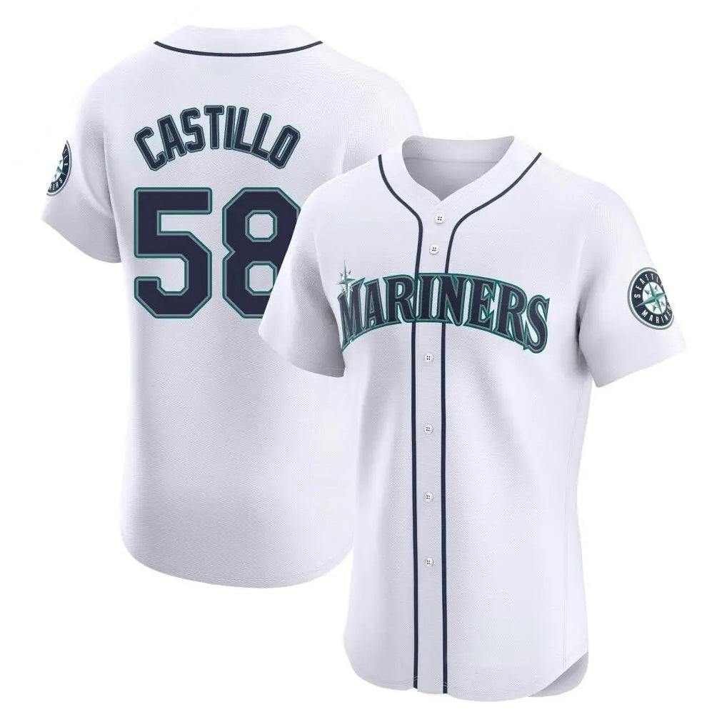 Silnrao S.Mariners #58 Luis Castillo Player White Home Limited Elite Stitched Jerseys