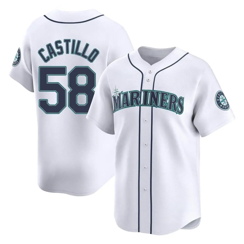 Silnrao S.Mariners #58 Luis Castillo Player White Home Limited Stitched Jerseys