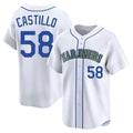 Silnrao S.Mariners #58 Luis Castillo Player White Throwback Cooperstown Collection Limited Game Stitched Jerseys