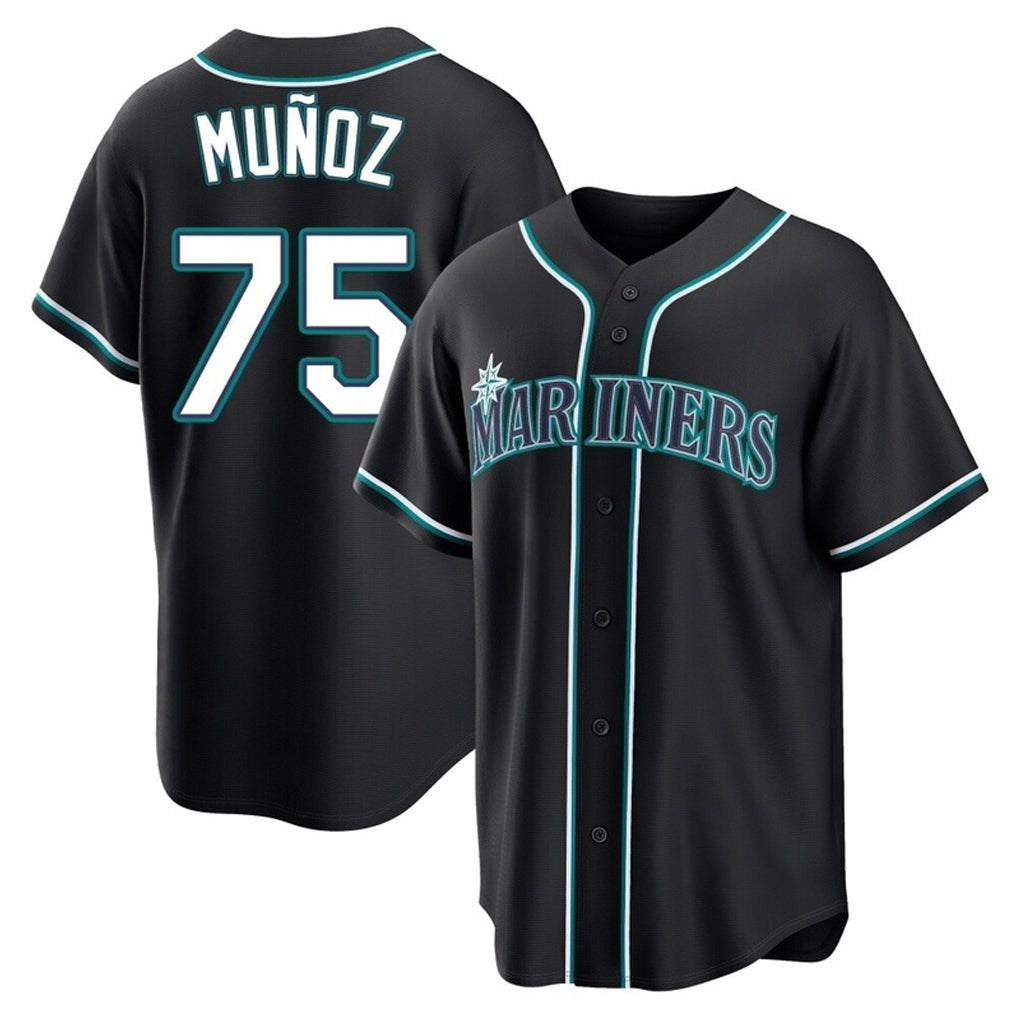 Silnrao S.Mariners #75 Andres Munoz Player Black Fashion Home Limited Stitched Jerseys