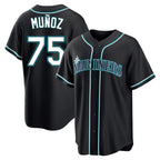 Silnrao S.Mariners #75 Andres Munoz Player Black Fashion Home Limited Stitched Jerseys