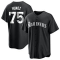 Silnrao S.Mariners #75 Andres Munoz Player Black Home Limited Stitched Jerseys