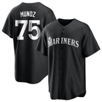 Silnrao S.Mariners #75 Andres Munoz Player Black Home Limited Stitched Jerseys