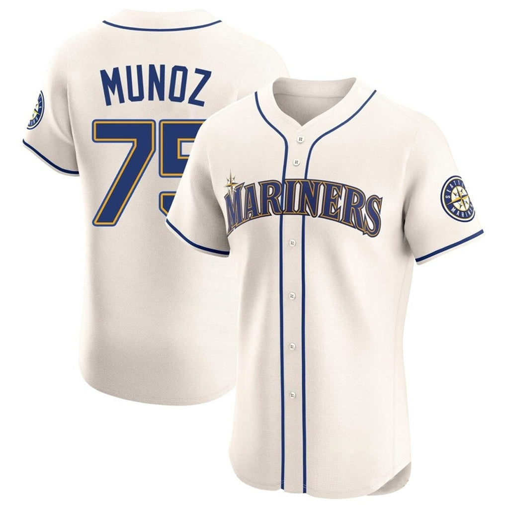 Silnrao S.Mariners #75 Andres Munoz Player Cream Home Limited Elite Stitched Jerseys