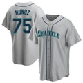 Silnrao S.Mariners #75 Andres Munoz Player Gray Home Game Stitched Jerseys