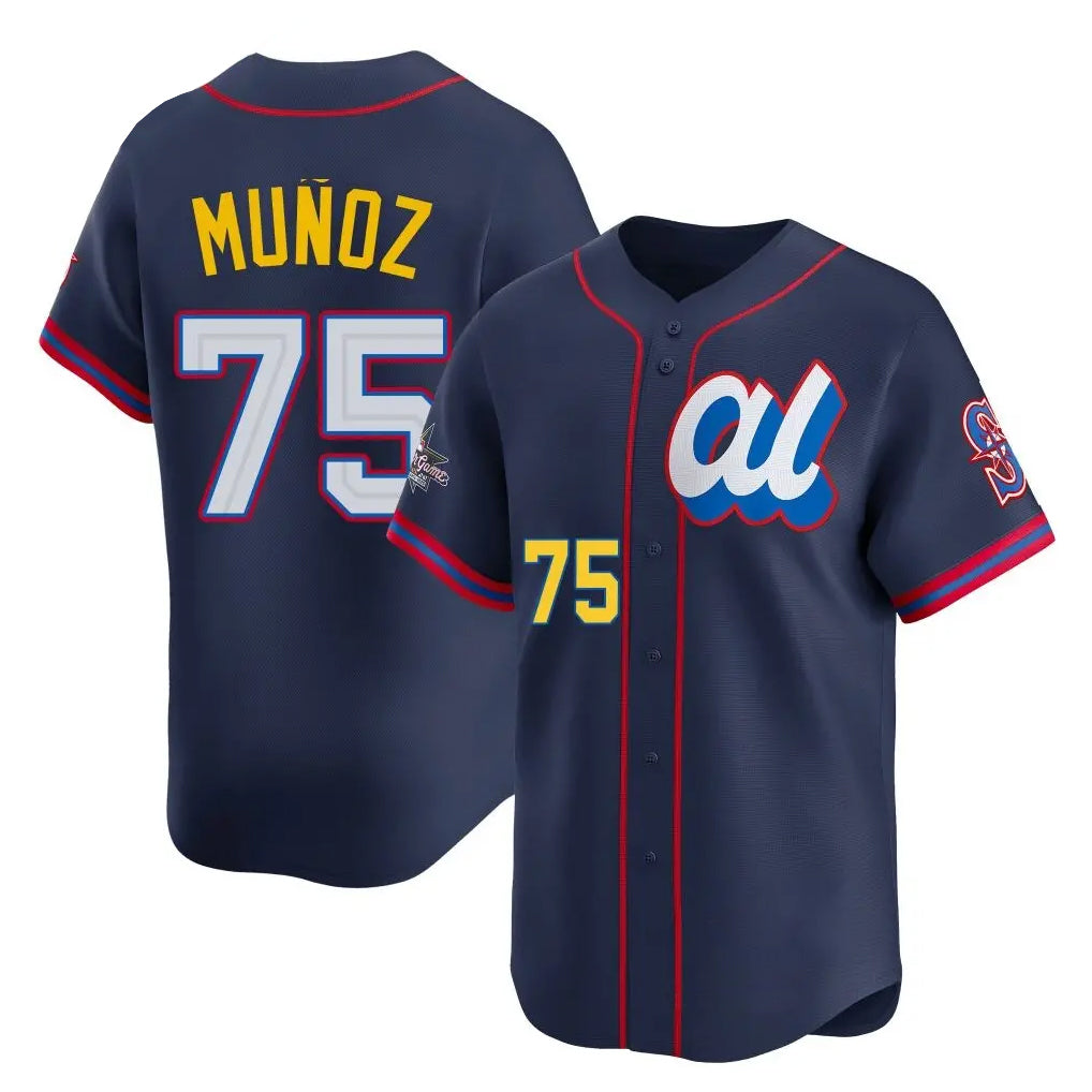 Silnrao S.Mariners #75 Andres Munoz Player Navy Limited American League All-Star Edition Stitched Jerseys