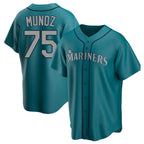 Silnrao S.Mariners #75 Andres Munoz Player Teal Home Game Stitched Jerseys