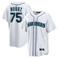 Silnrao S.Mariners #75 Andres Munoz Player White Home Game Stitched Jerseys