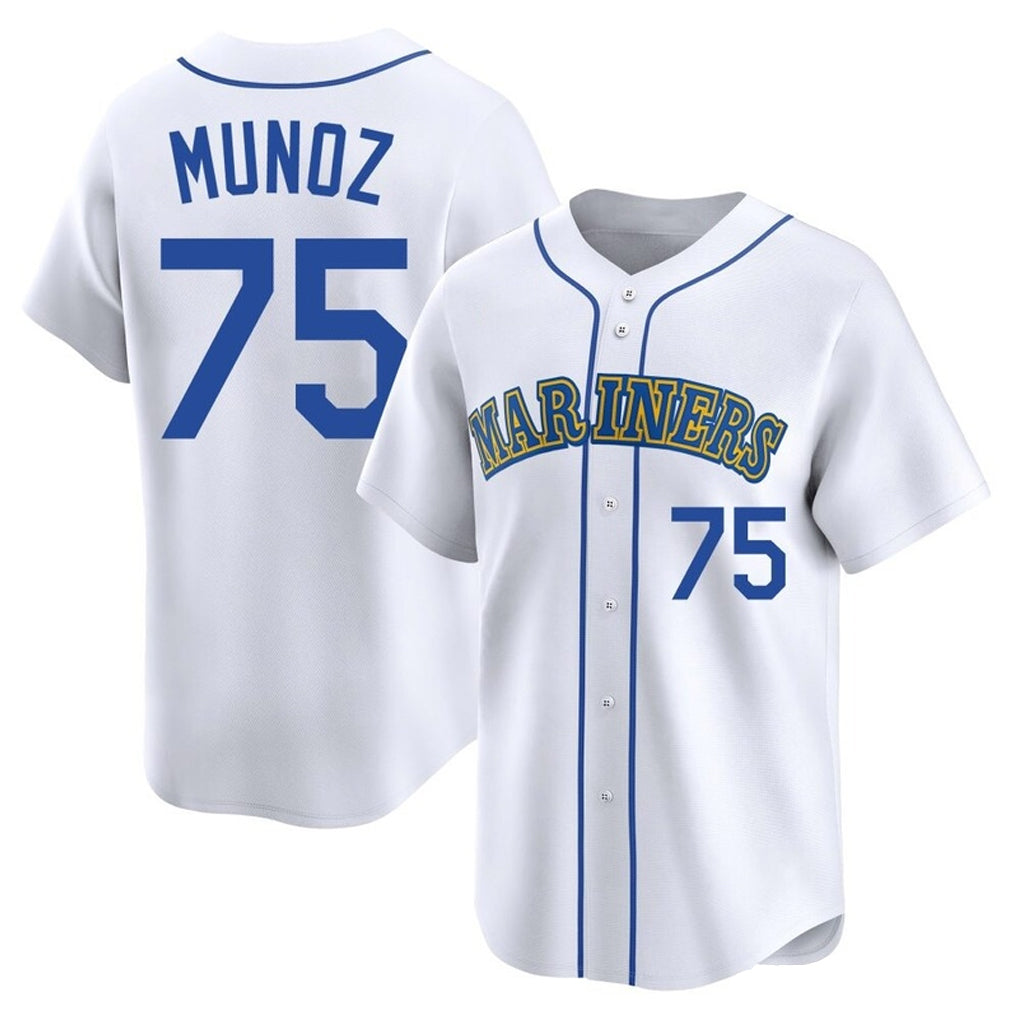 Silnrao S.Mariners #75 Andres Munoz Player White Throwback Cooperstown Collection Home Limited Stitched Jerseys