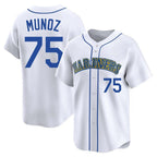 Silnrao S.Mariners #75 Andres Munoz Player White Throwback Cooperstown Collection Home Limited Stitched Jerseys