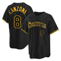 Silnrao S.Mariners #8 Dominic Canzone Player Black Snake Skin City Home Limited Stitched Jerseys