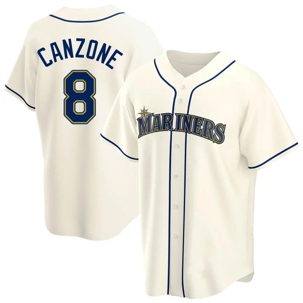 Silnrao S.Mariners #8 Dominic Canzone Player Cream Home Game Stitched Jerseys
