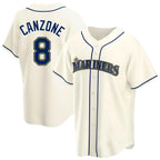 Silnrao S.Mariners #8 Dominic Canzone Player Cream Home Game Stitched Jerseys