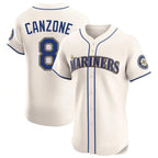 Silnrao S.Mariners #8 Dominic Canzone Player Cream Home Limited Elite Stitched Jerseys