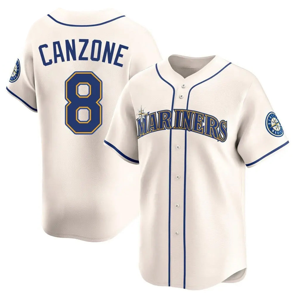 Silnrao S.Mariners #8 Dominic Canzone Player Cream Home Limited Stitched Jerseys