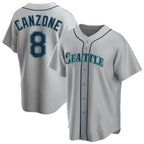 Silnrao S.Mariners #8 Dominic Canzone Player Gray Home Game Stitched Jerseys