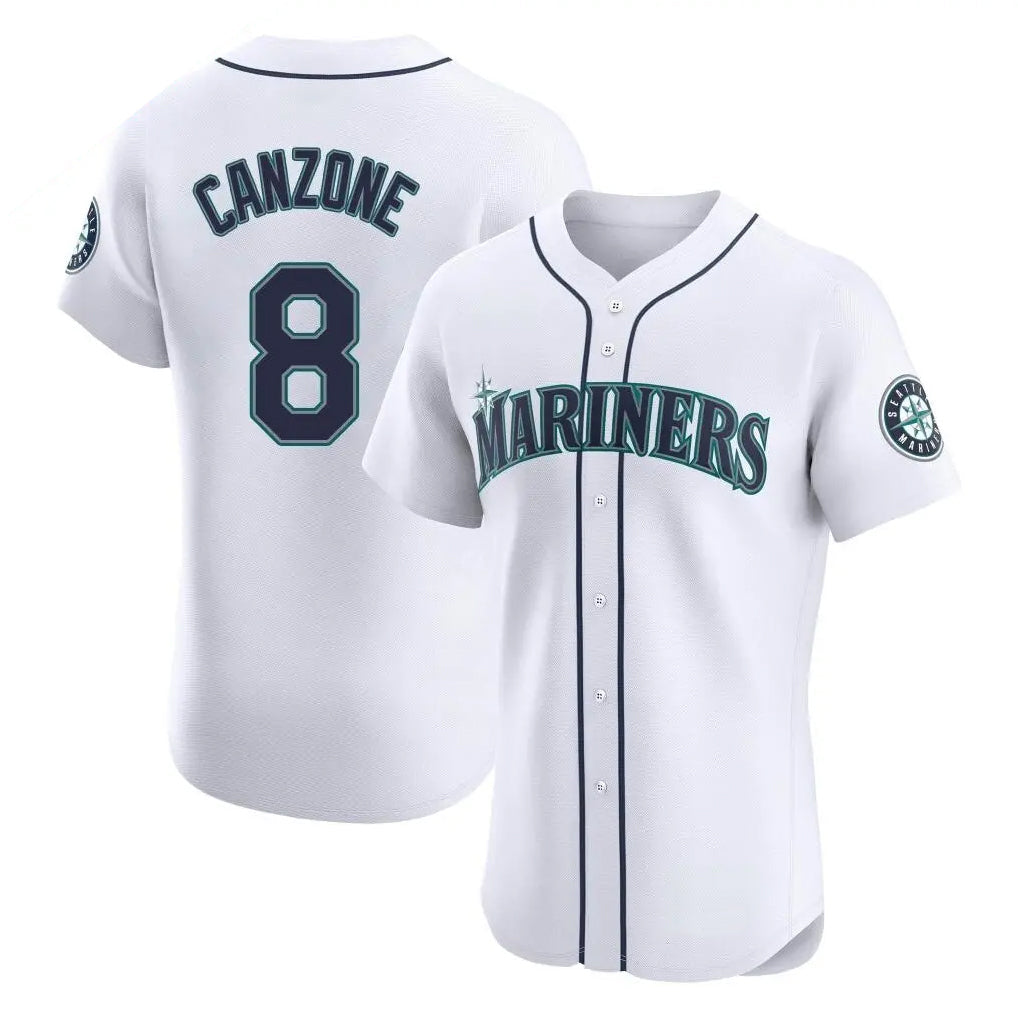 Silnrao S.Mariners #8 Dominic Canzone Player White Home Limited Elite Stitched Jerseys
