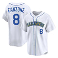 Silnrao S.Mariners #8 Dominic Canzone Player White Pitch Fashion Game Stitched Jerseys