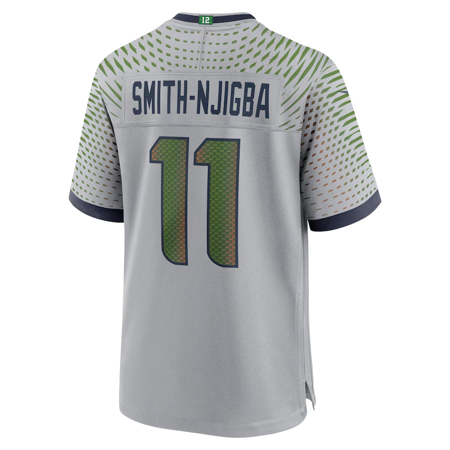 Silnrao S.Seahawks #11 Jaxon Smith-Njigba Player Grey Rivalries Collection Game Stitched Jerseys