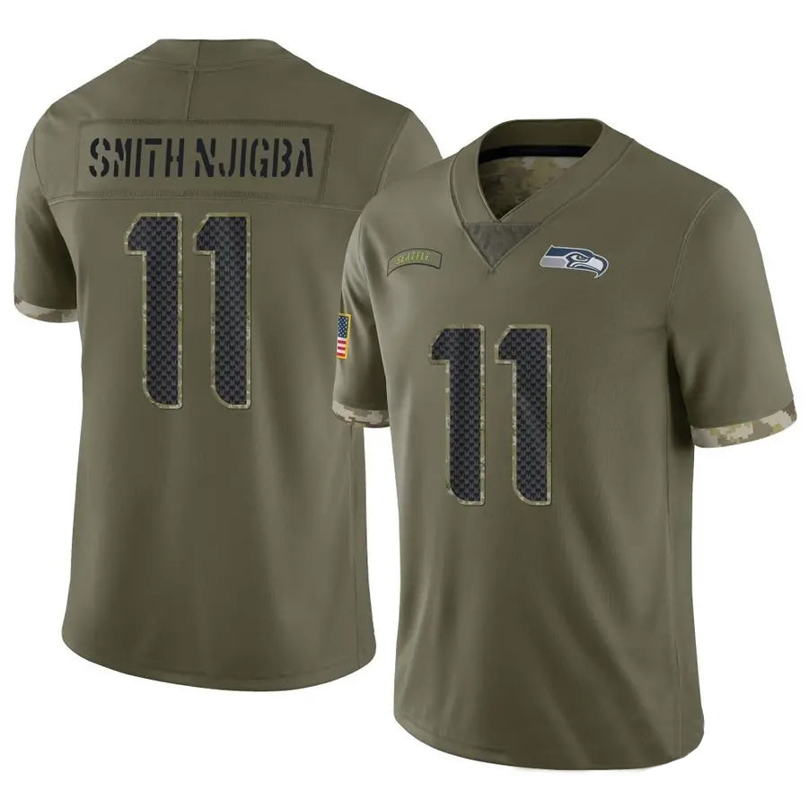 Silnrao S.Seahawks #11 Jaxon Smith-Njigba Player Salute to Service Olive Stitched Jerseys